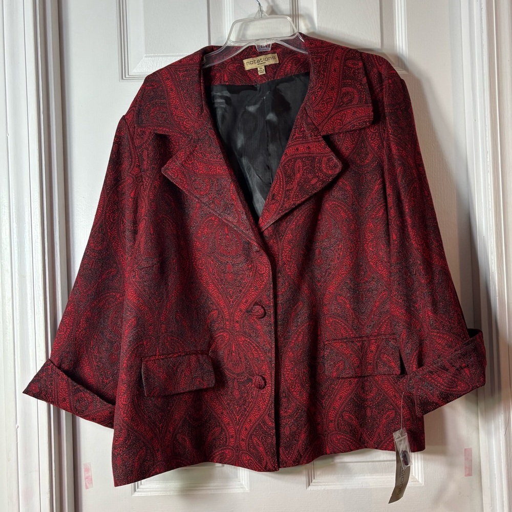 Notations Red and Black Blazer with Tailored Lapels
